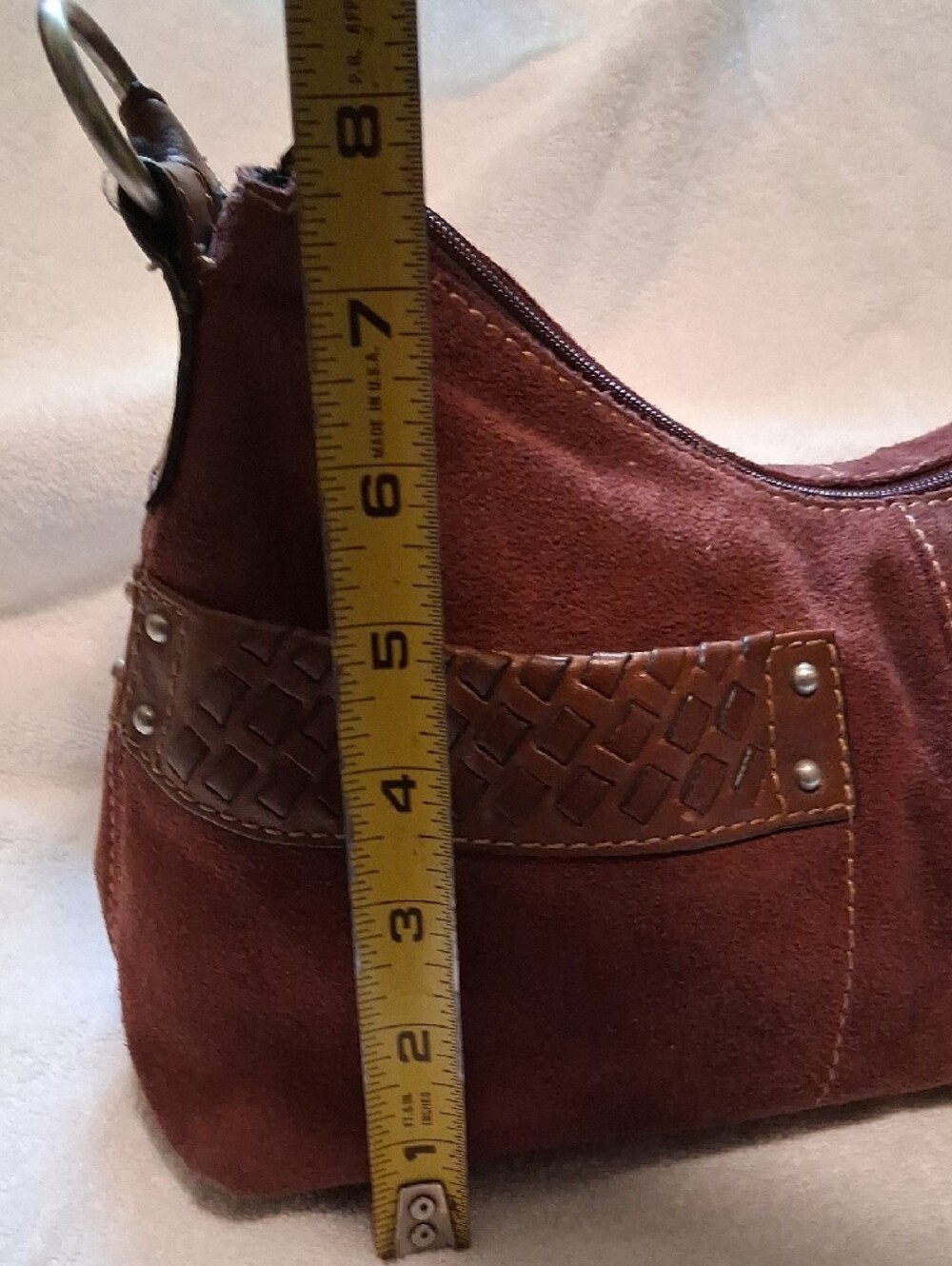 Fossil Brown Suede Braid I 7ed Shoulder Bag with Tassel - Picture 12 of 14
